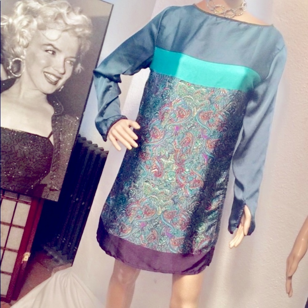 Green satin dress L